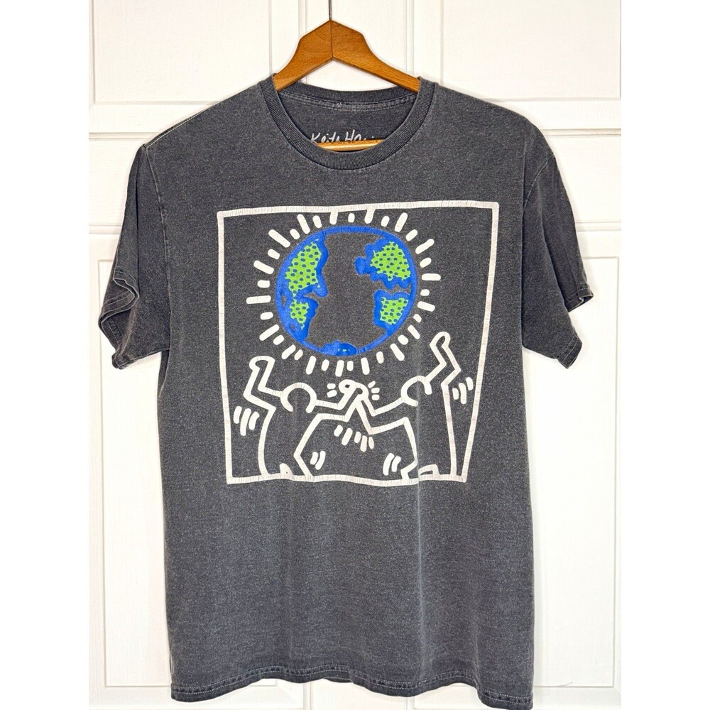 Ripple Junction Keith Haring Foundation Gray Double-Sided Crew Neck Tee M